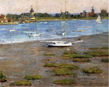 El barco impresionista Anchorage Cos Cob Theodore Robinson Pinturas al óleo
